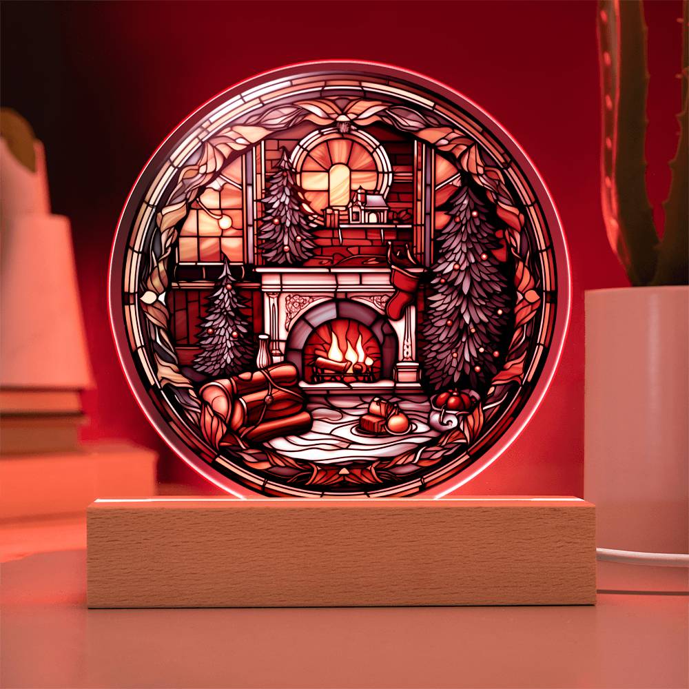 Home At Christmas time- Acrylic Circle Plaque- Holiday Home Decoration