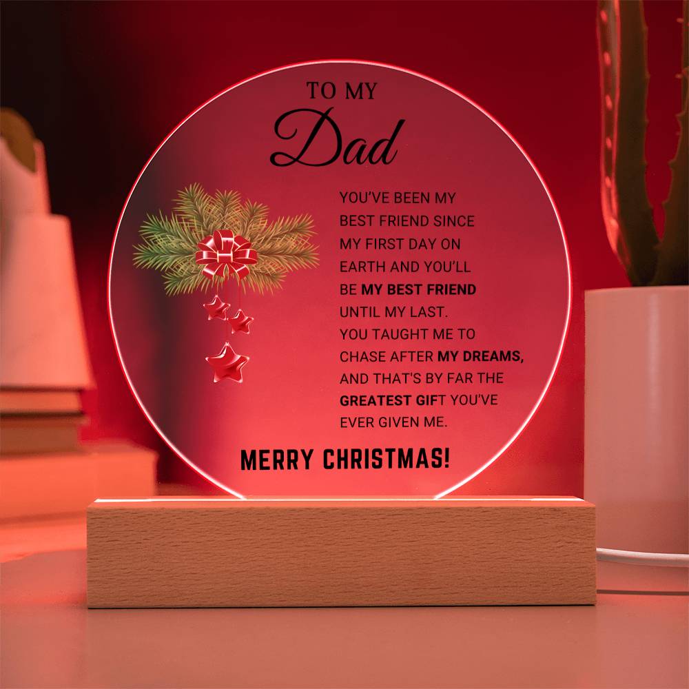 To My Dad-Merry Christmas- Christmas Gift- Acrylic Circle Plaque