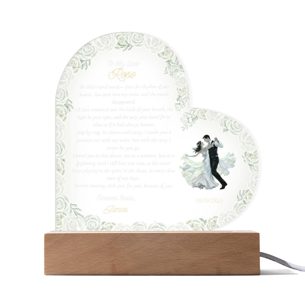 Printed Heart LED Acrylic Plaque,   Gift for Anniversary or Wedding  Gift From Husband to Wife, From Groom To Bride, Personalized Acrylic  Night Light