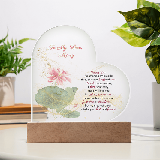 Timeless Love- Personalized Acrylic Heart Plaque  To My Wife Gift, To My Soulmate Gift, for all Occasions, Birthday, Anniversary, Valentine' s Day Gift