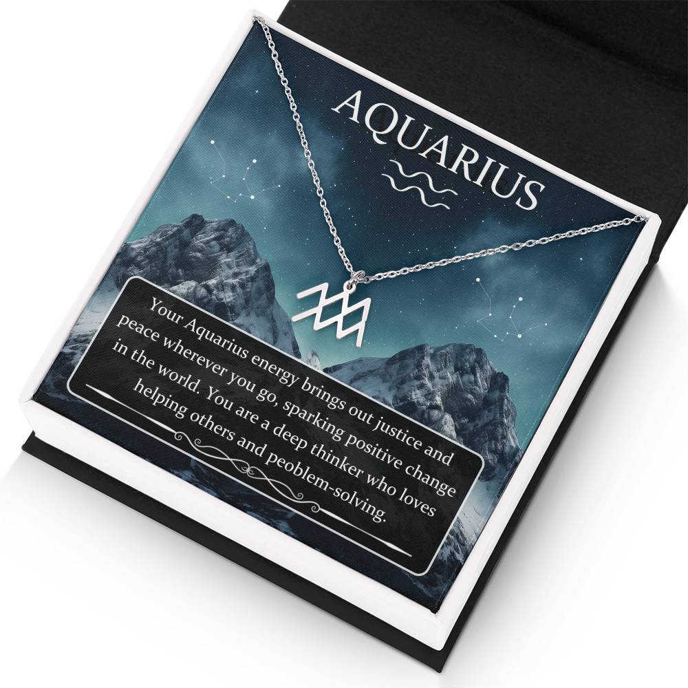 Aquarius- Zodiac Symbol Necklace