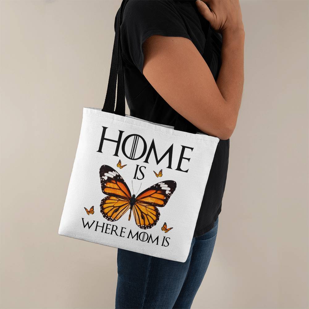 Home Is Where Mom Is: Classic Tote Bag with Butterfly Design, Gift For Mom, Birthday Gift, Mother's Day Gift