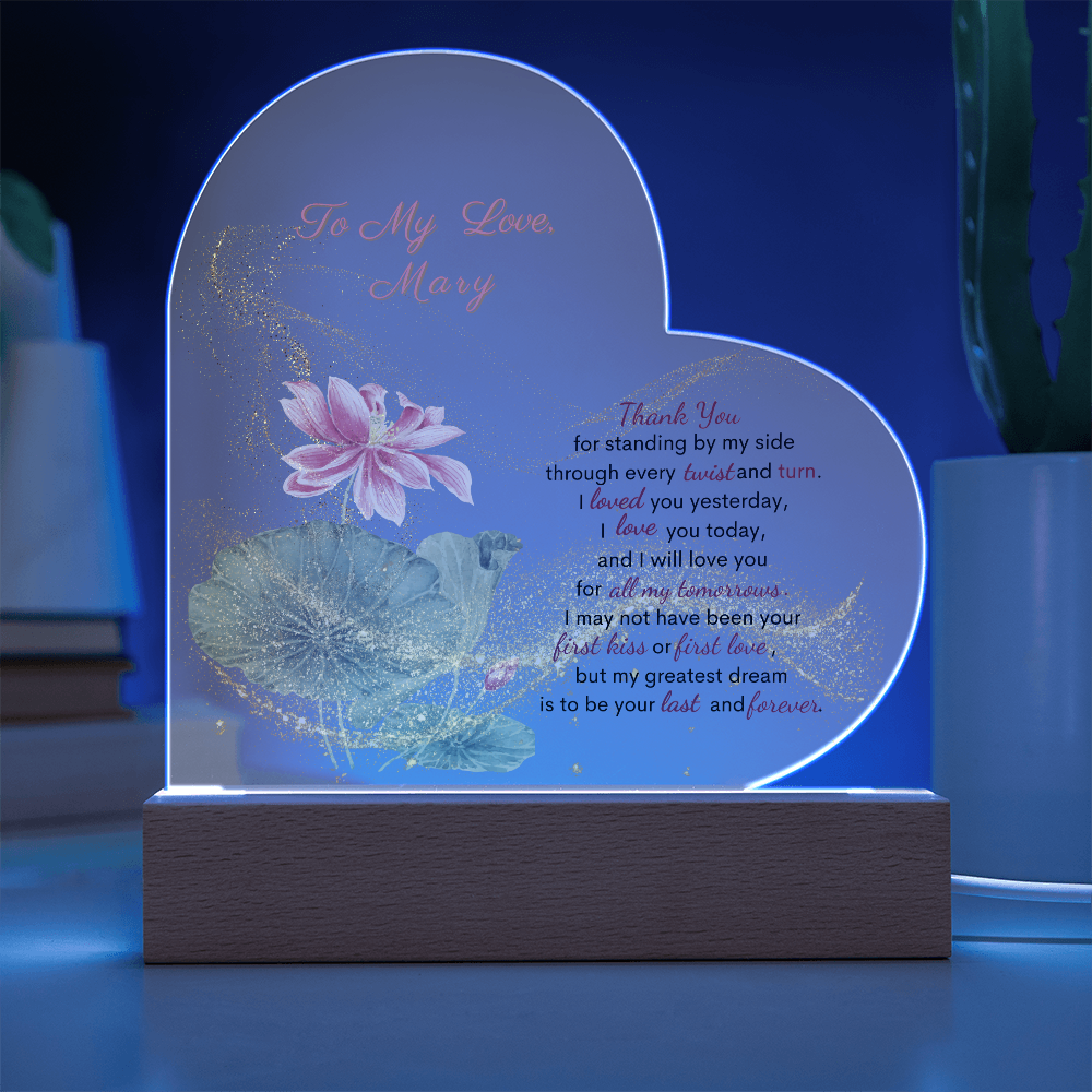 Forever Yours: Heart Acrylic  Plaque with Romantic Bouquet. A Perfect Valentine's  Day Gift for Wife, For Soulmate