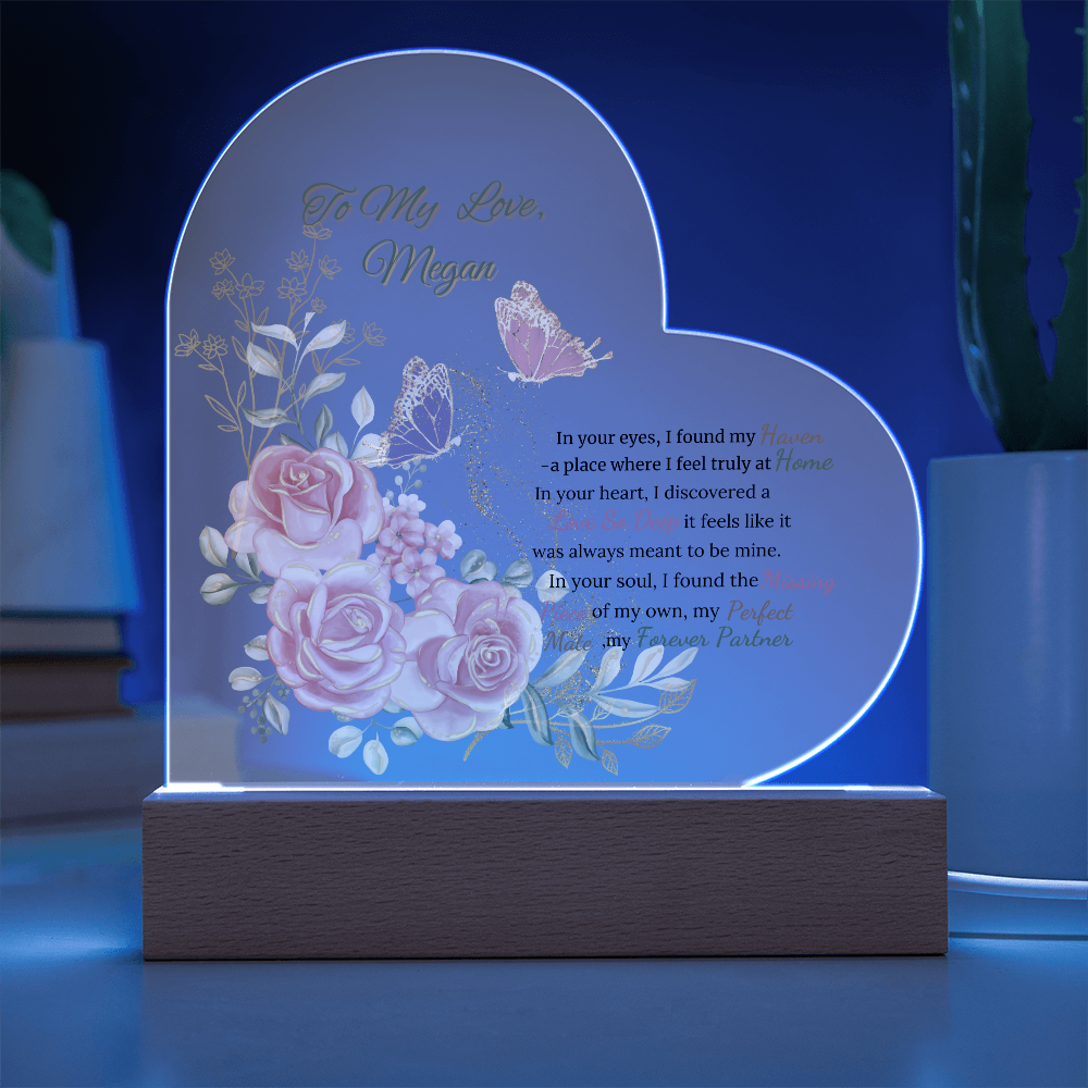 Blooming Devotion: Heart Acrylic Plaque and Floral Gift Set. Valentine's Day Gift For WIfe, For Soulmate