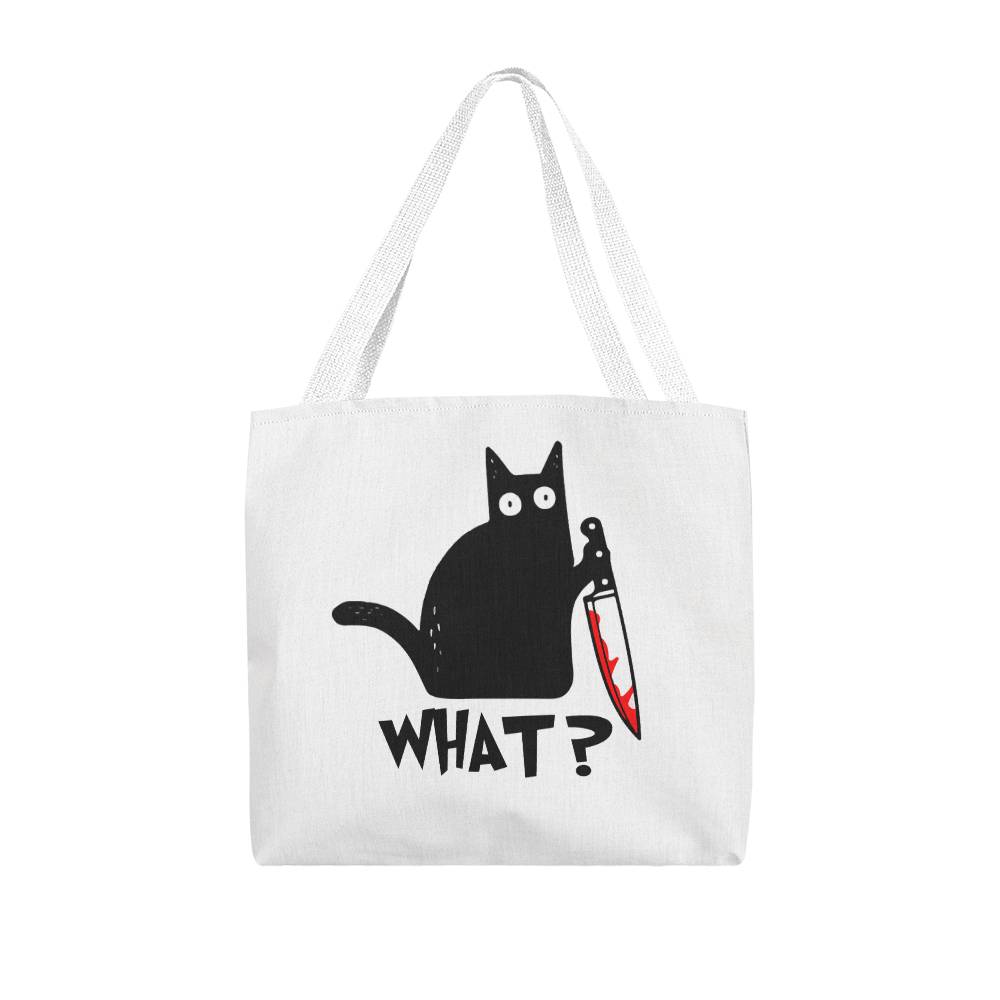 Classic Tote Bag , Black Cat Design, Gift For All Occasions,