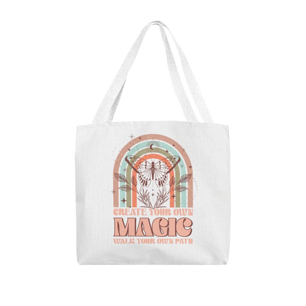 Classic Tote Bag with Retro Design - Craft Your Own Magic on the Path of Style! Gift For Daughter, Gift For Mom, Birthday Gift,
