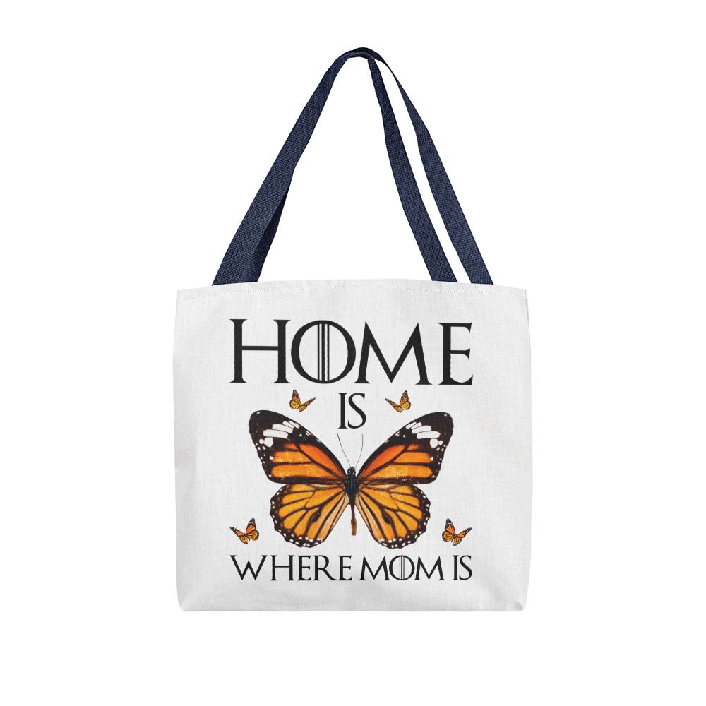 Home Is Where Mom Is: Classic Tote Bag with Butterfly Design, Gift For Mom, Birthday Gift, Mother's Day Gift