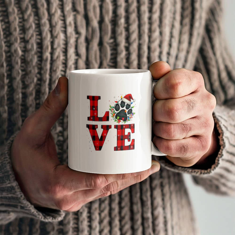 Christmas Paw Ceramic Mug: Cozy & Festive Design, Gift for Pet Lovers