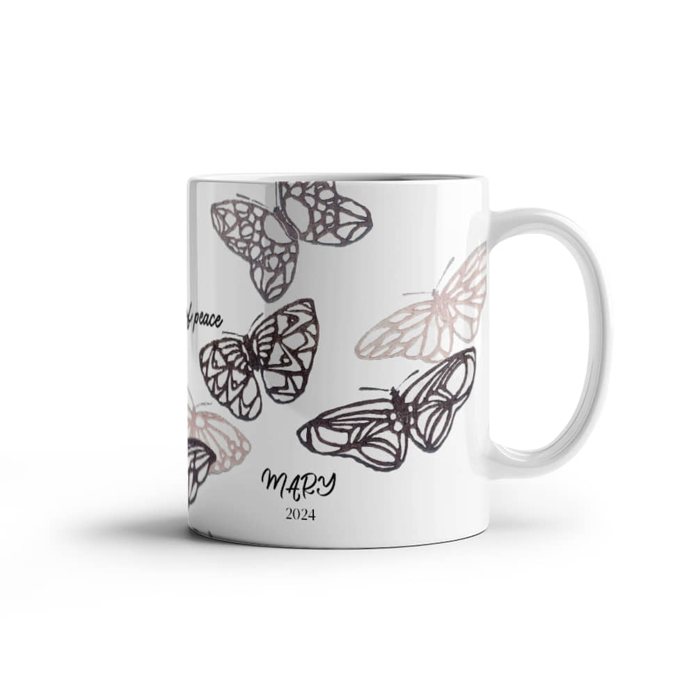 Vintage Butterfly Coffee Mug: Elegant Ceramic Cup for Nature Lovers