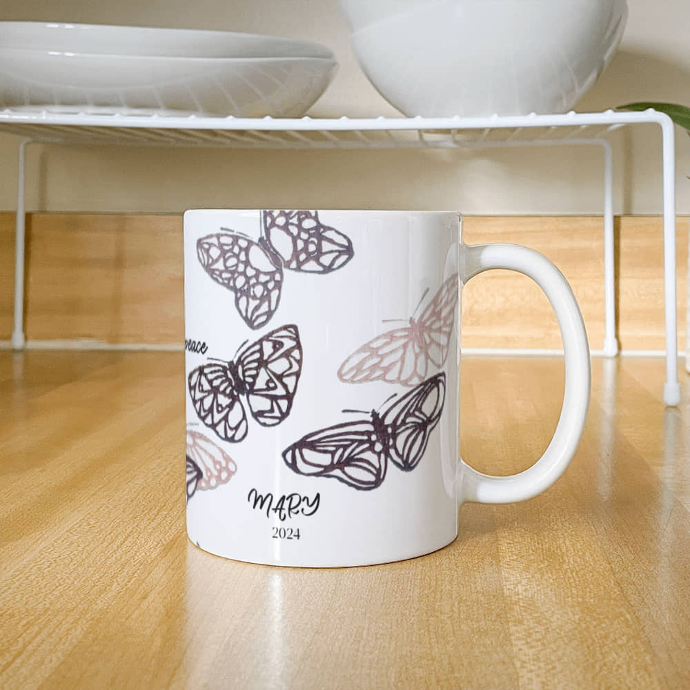 Vintage Butterfly Coffee Mug: Elegant Ceramic Cup for Nature Lovers