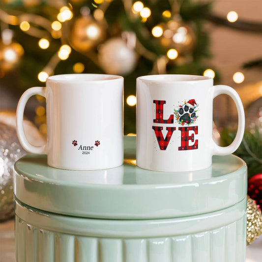 Christmas Paw Ceramic Mug: Cozy & Festive Design, Gift for Pet Lovers