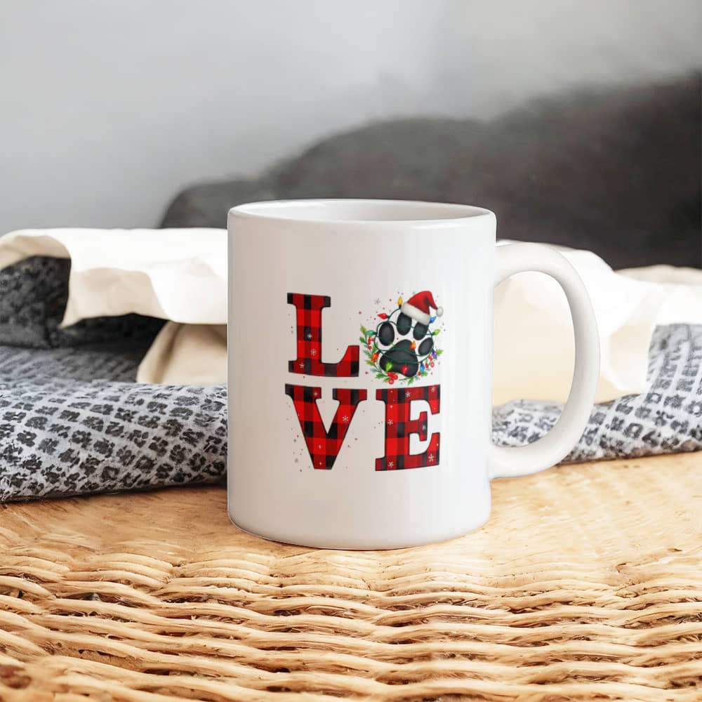 Christmas Paw Ceramic Mug: Cozy & Festive Design, Gift for Pet Lovers