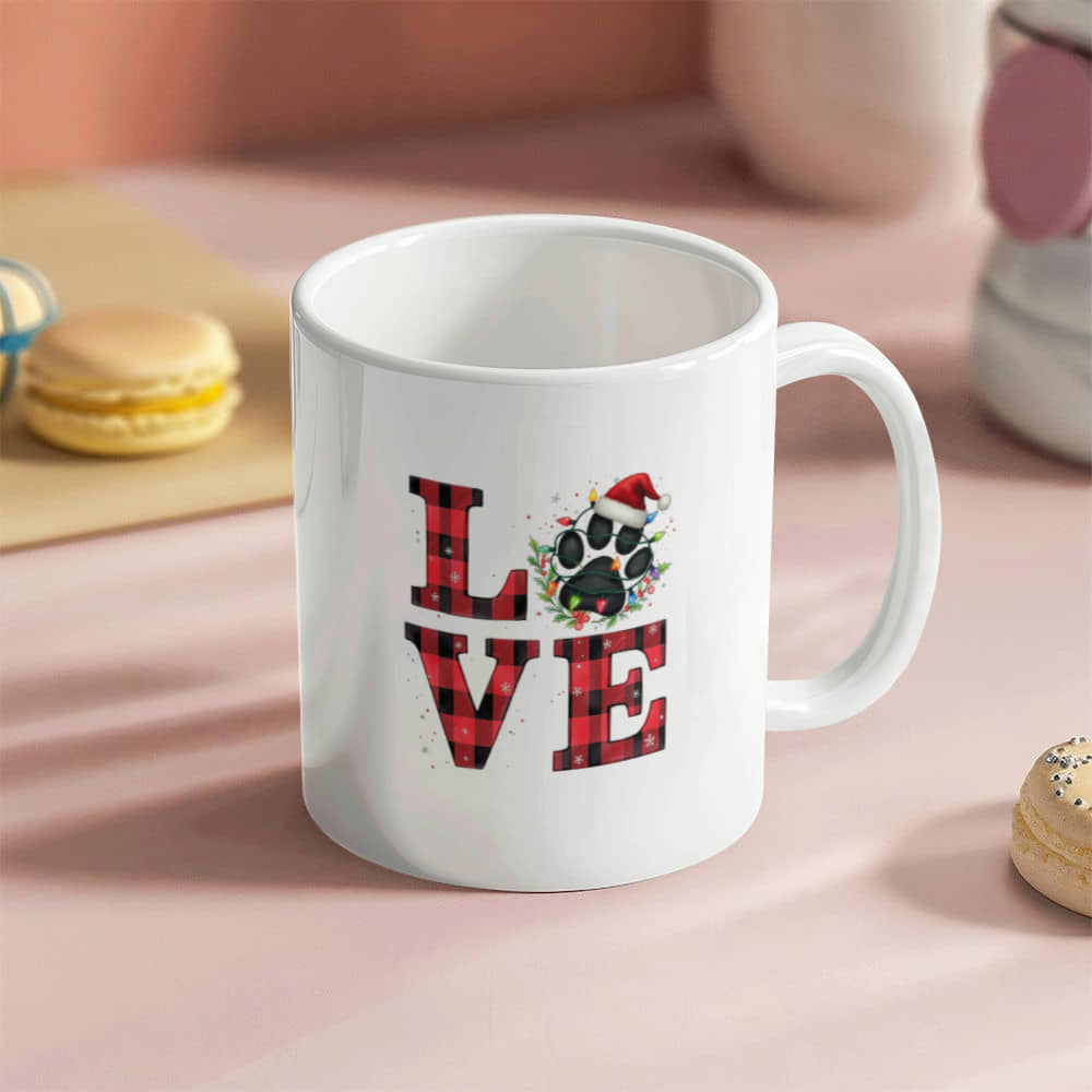 Christmas Paw Ceramic Mug: Cozy & Festive Design, Gift for Pet Lovers