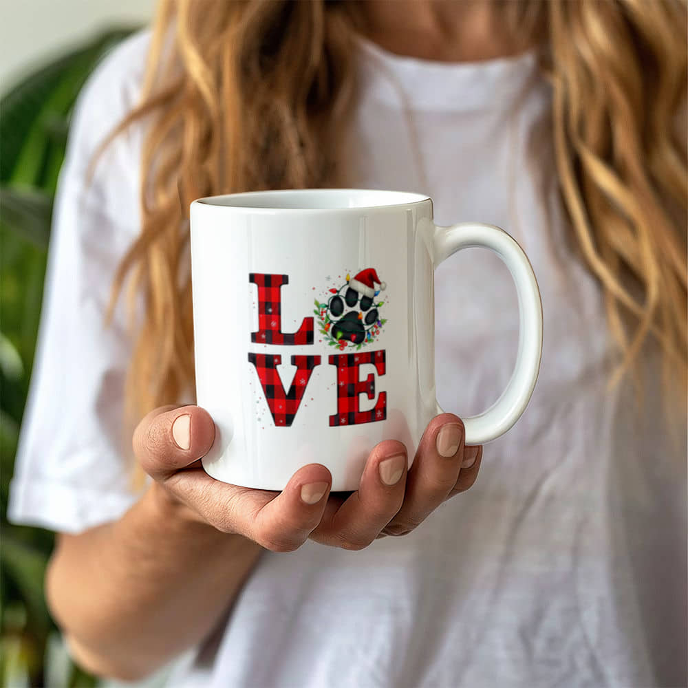 Christmas Paw Ceramic Mug: Cozy & Festive Design, Gift for Pet Lovers