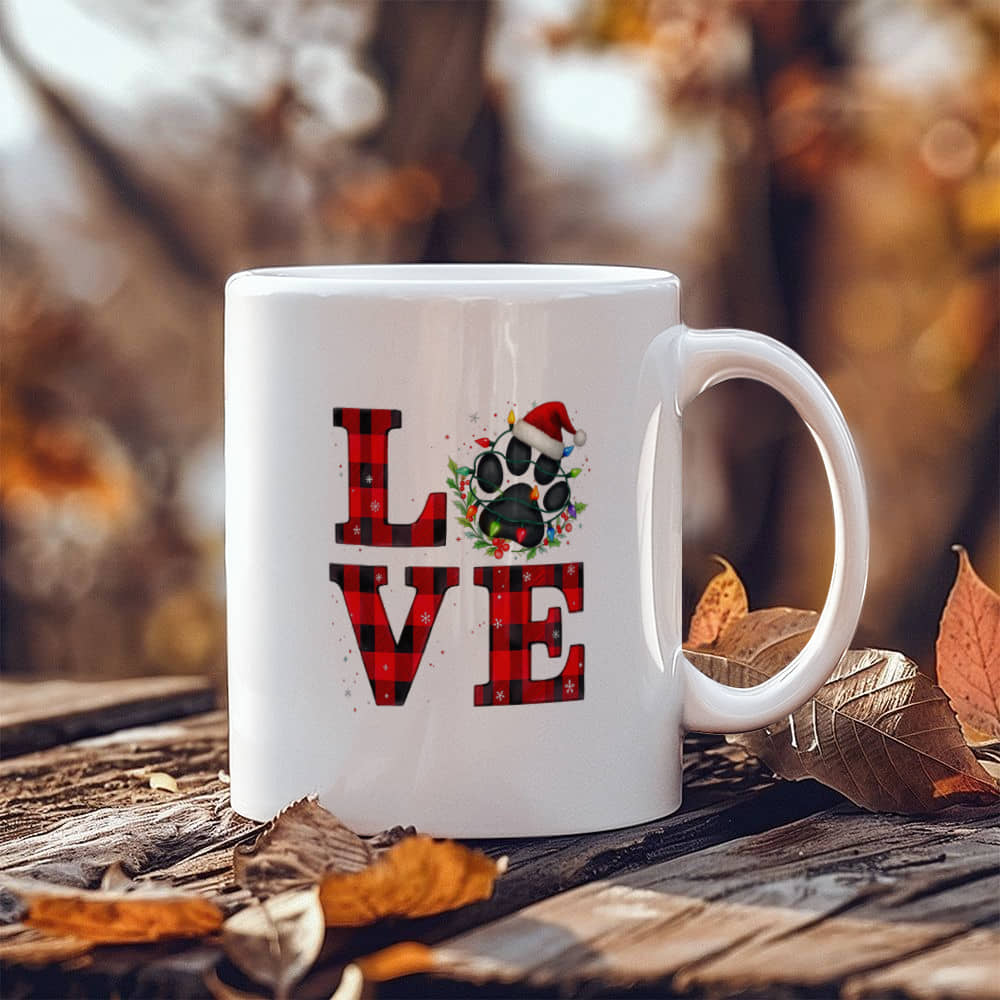 Christmas Paw Ceramic Mug: Cozy & Festive Design, Gift for Pet Lovers