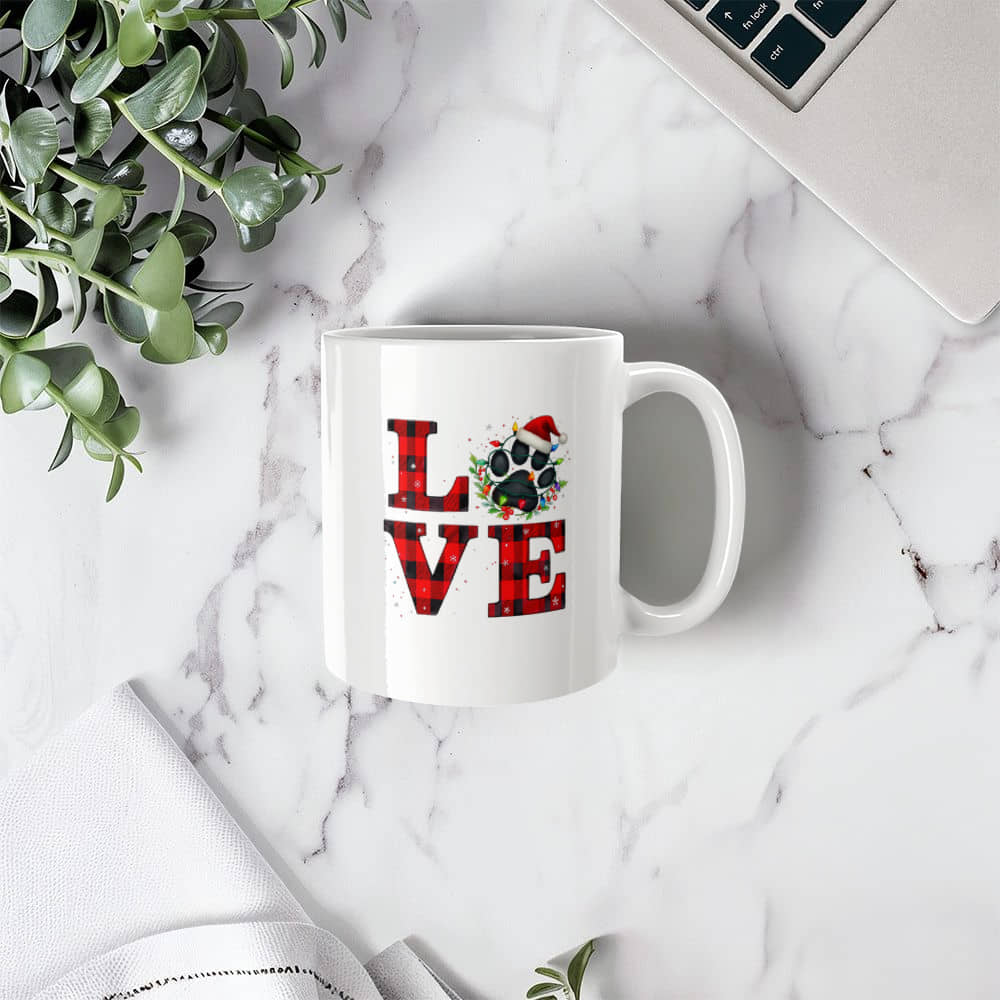 Christmas Paw Ceramic Mug: Cozy & Festive Design, Gift for Pet Lovers