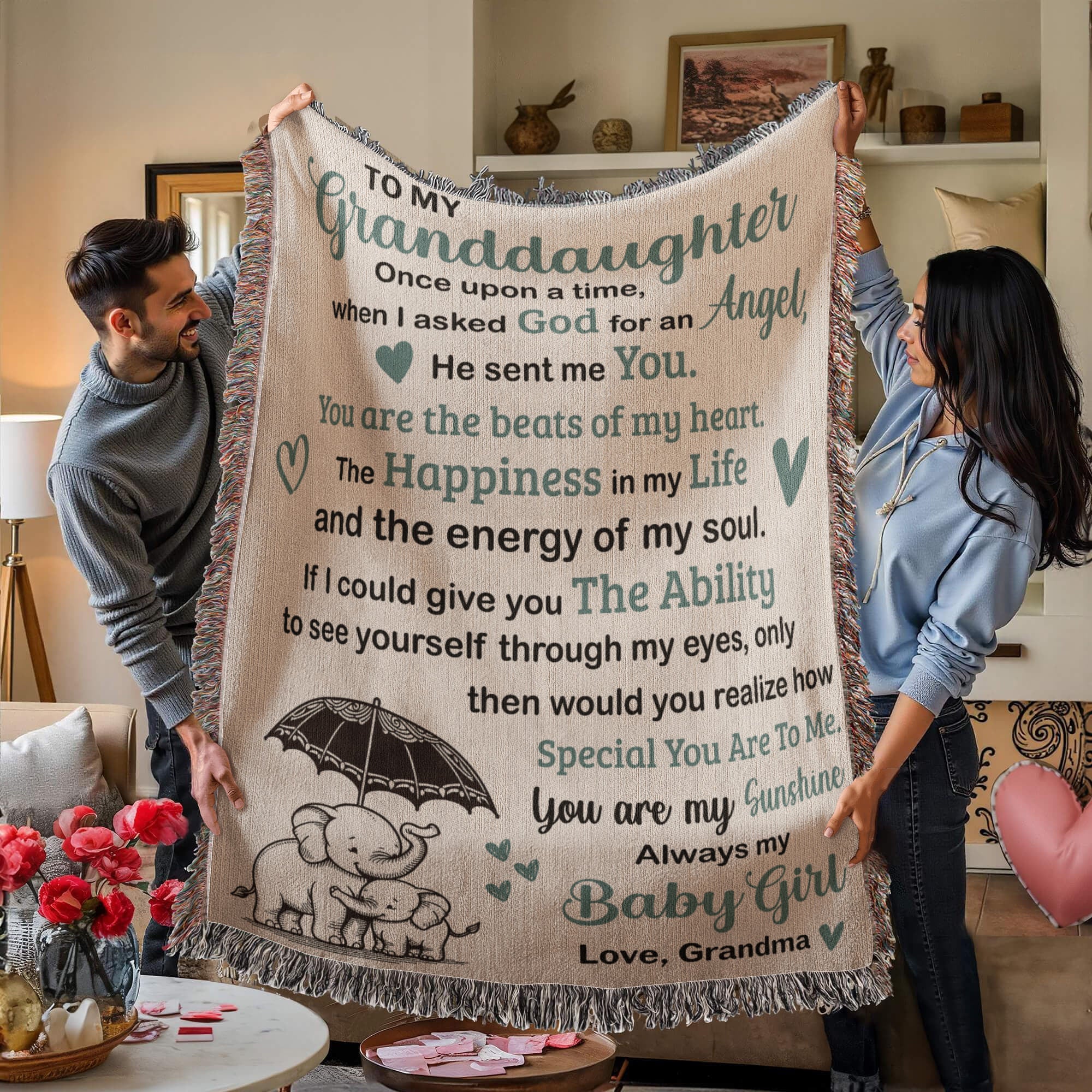 Heirloom Artwork Woven Blanket Gift To Daughter
