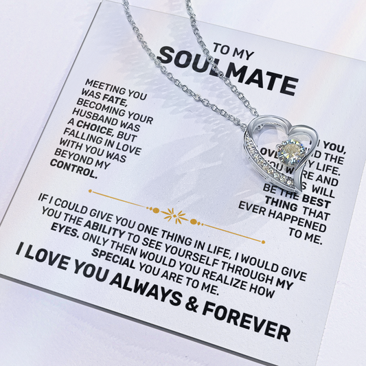 Romantic Forever Love Necklace – 14k White Gold or 18k Yellow Gold with Luxury Gift Box- To My Soulmate Gift, Gift for Wife