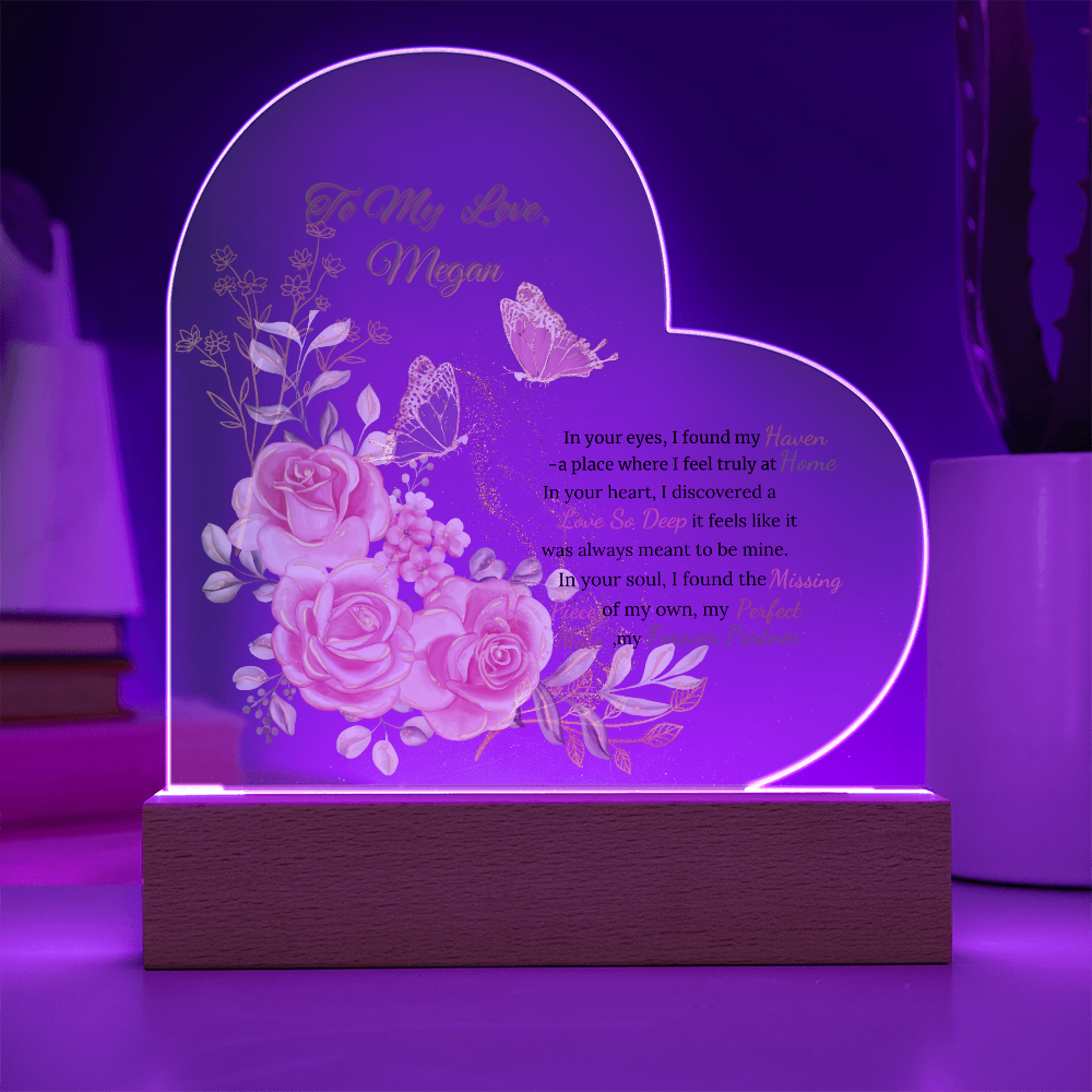 Blooming Devotion: Heart Acrylic Plaque and Floral Gift Set. Valentine's Day Gift For WIfe, For Soulmate