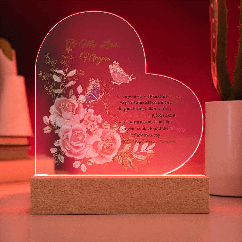 Blooming Devotion: Heart Acrylic Plaque and Floral Gift Set. Valentine's Day Gift For WIfe, For Soulmate