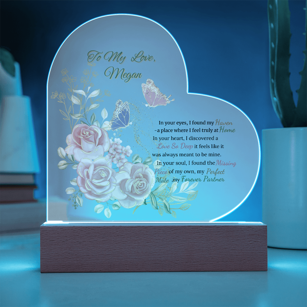 Blooming Devotion: Heart Acrylic Plaque and Floral Gift Set. Valentine's Day Gift For WIfe, For Soulmate