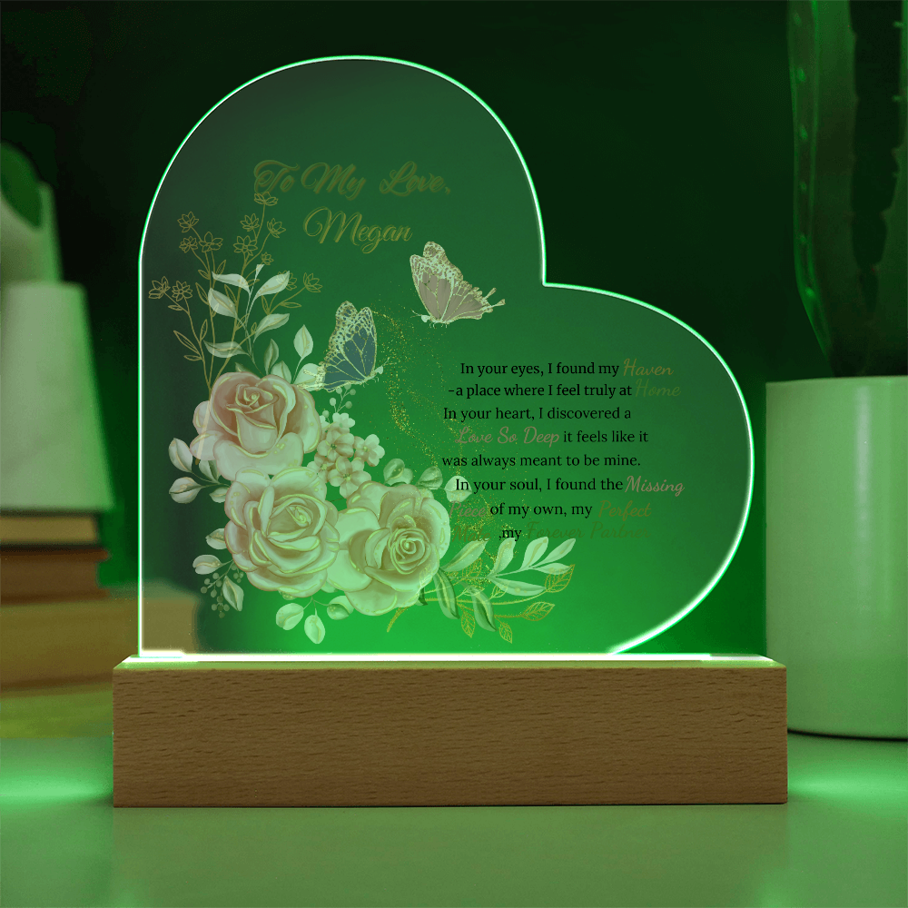 Blooming Devotion: Heart Acrylic Plaque and Floral Gift Set. Valentine's Day Gift For WIfe, For Soulmate