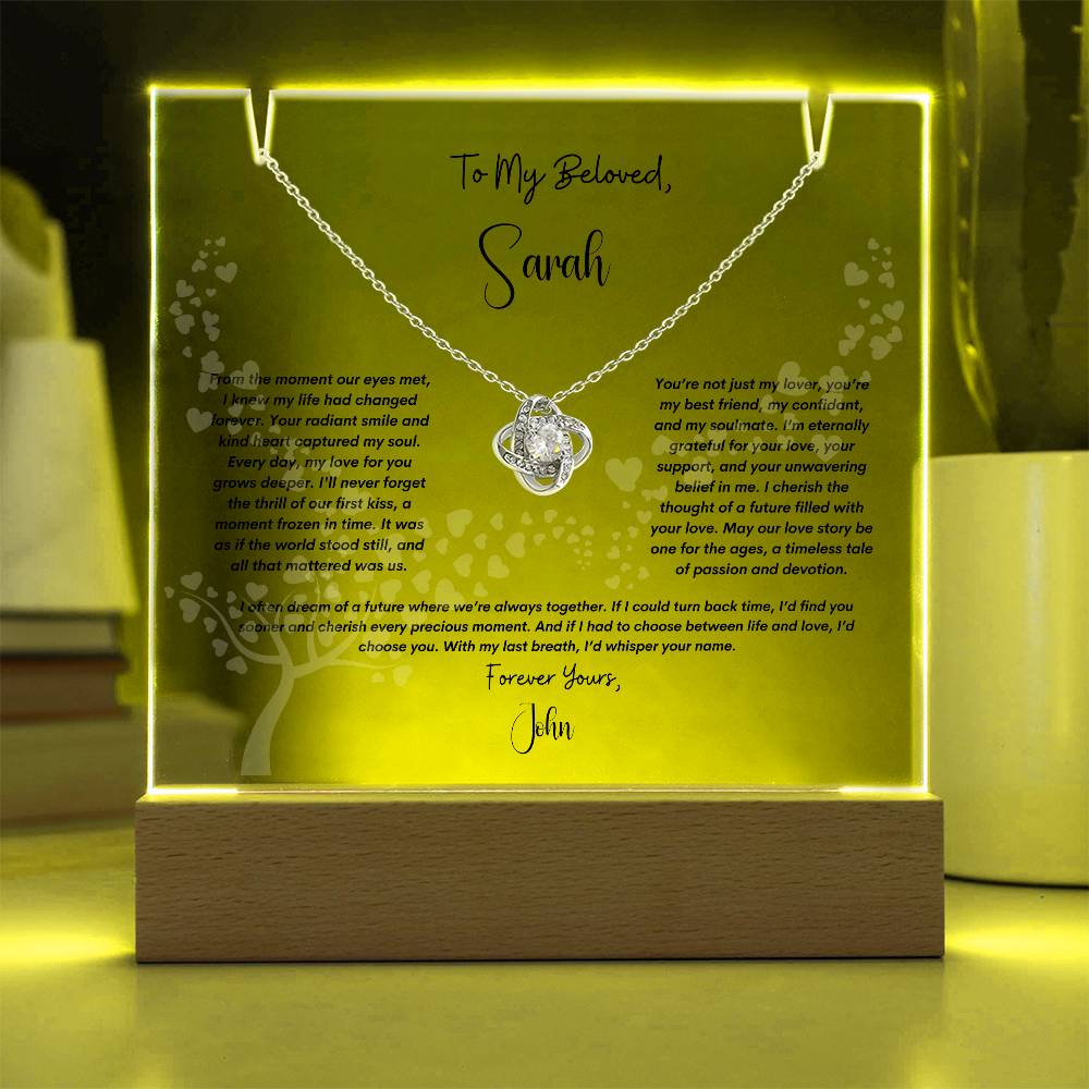 Keepsake Acrylic Bundle with Love Knot Necklace- Gift To My Wife, Gift To Soulmate, Christmas Gift, Birthday Gift, Anniversary  Gift