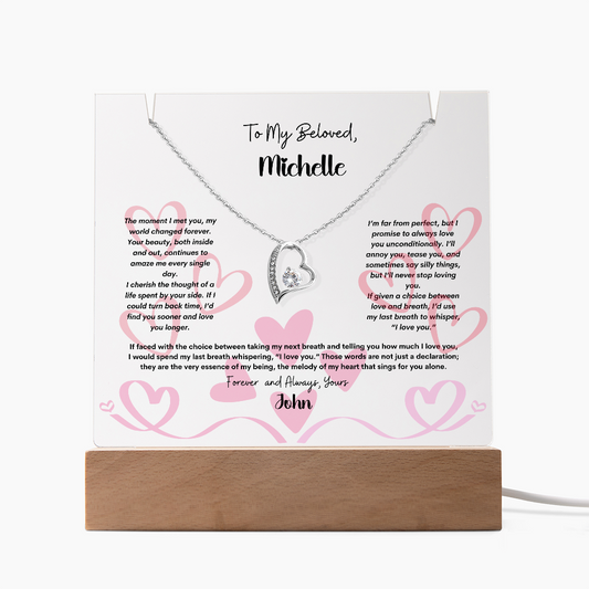 Celebrate Love with Elegance – Personalized Keepsake Acrylic & Forever Love Necklace Gift Set