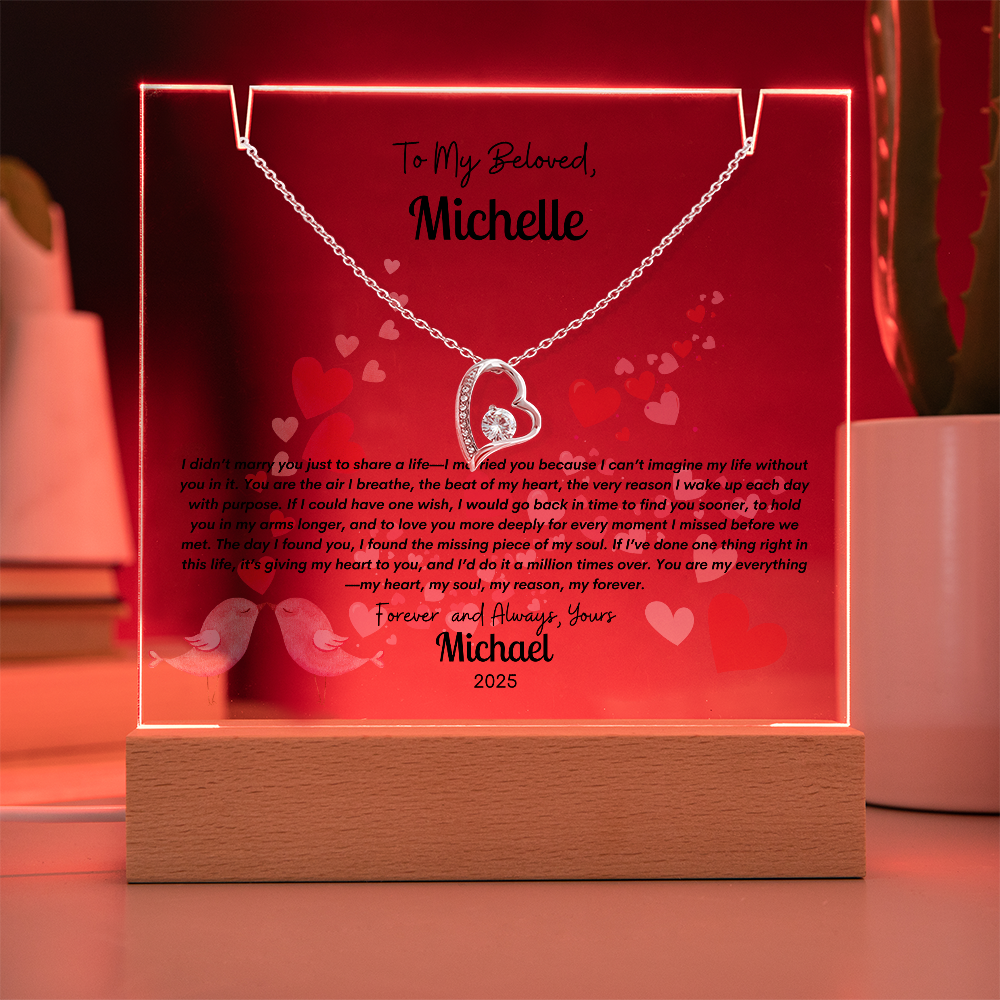 Personalized Square Acrylic and Forever Love Necklace Gift Bundle