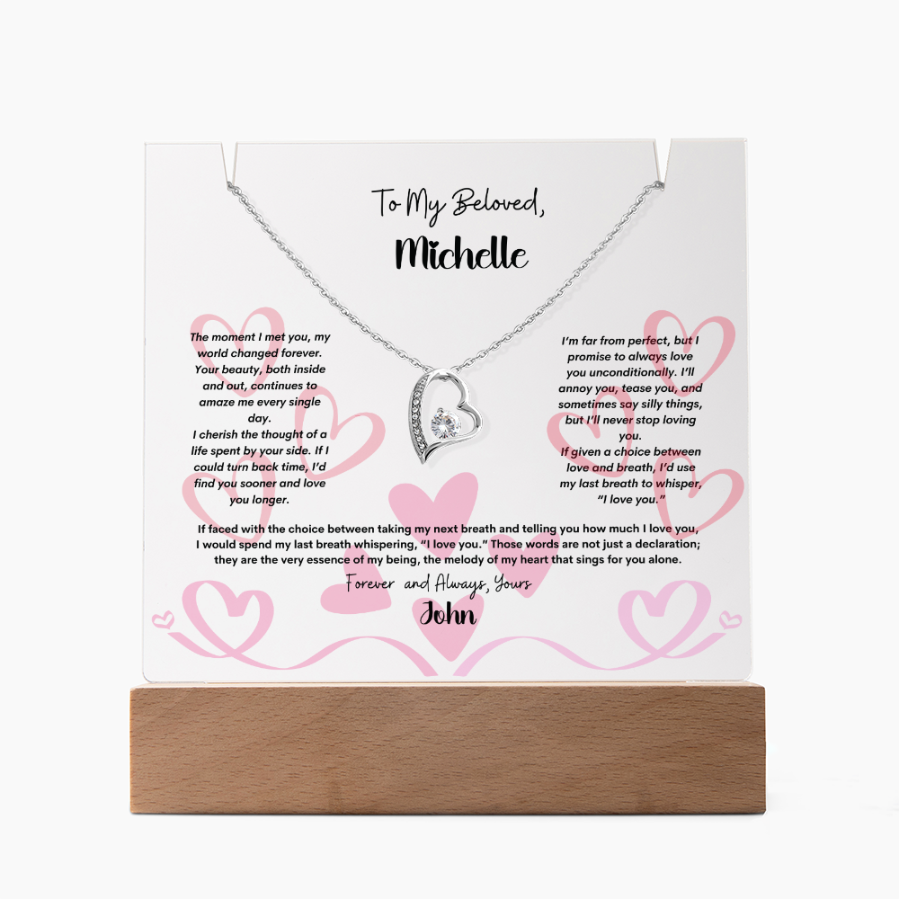 Celebrate Love with Elegance – Personalized Keepsake Acrylic & Forever Love Necklace Gift Set