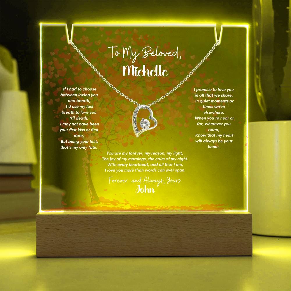 Personalized Keepsake Acrylic &  Forever Love Necklace – Elegant Gift for Anniversaries & Special Moments