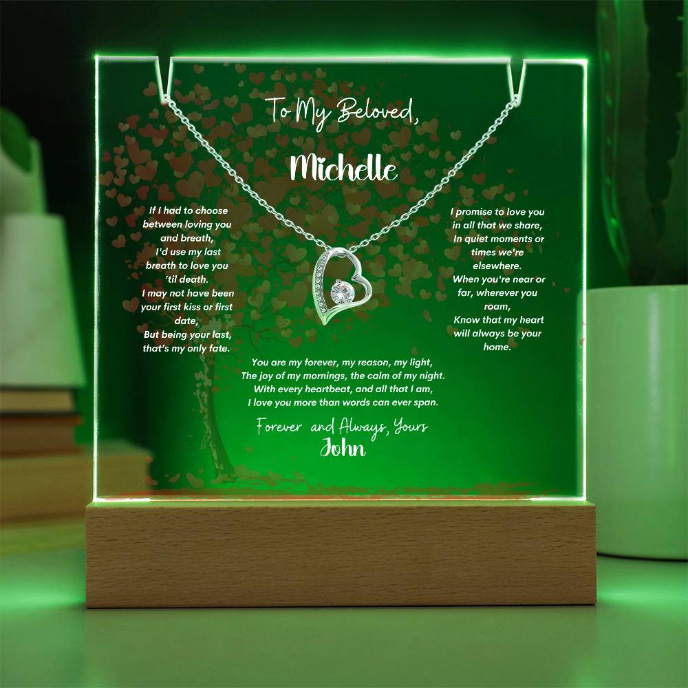 Personalized Keepsake Acrylic &  Forever Love Necklace – Elegant Gift for Anniversaries & Special Moments