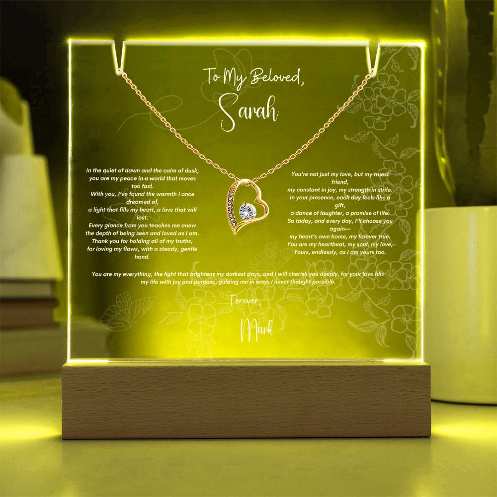 Keepsake Acrylic Bundle  with Forever Love Pendant Necklace, Birthday gift for Wife, For Soulmate