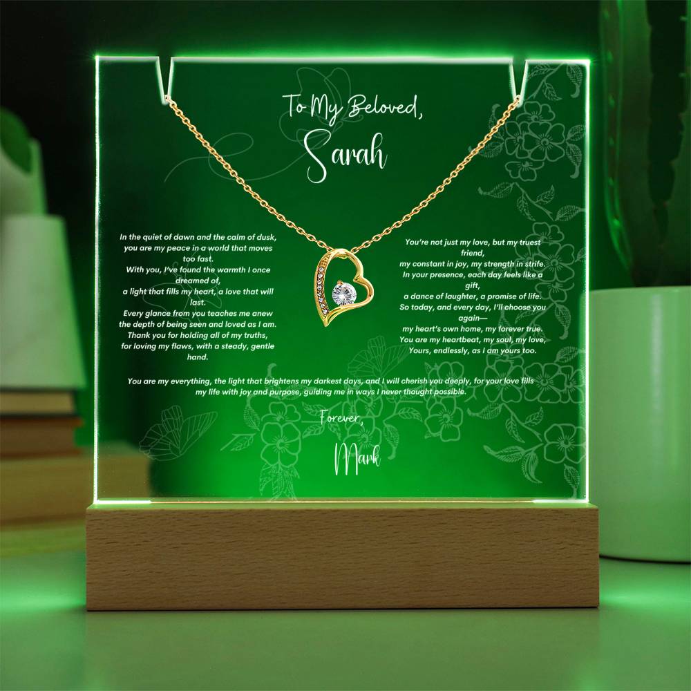 Keepsake Acrylic Bundle  with Forever Love Pendant Necklace, Birthday gift for Wife, For Soulmate