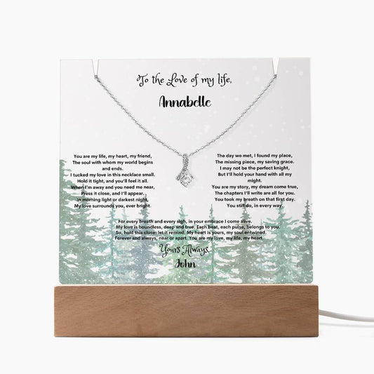 Personalized Keepsake Acrylic & Alluring Beauty Necklace Bundle – Perfect Gift for Anniversaries & Special Occasion