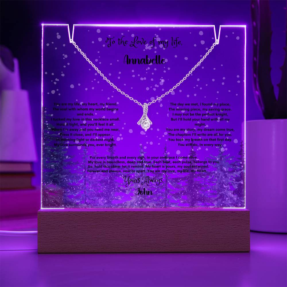 Personalized Keepsake Acrylic & Alluring Beauty Necklace Bundle – Perfect Gift for Anniversaries & Special Occasion