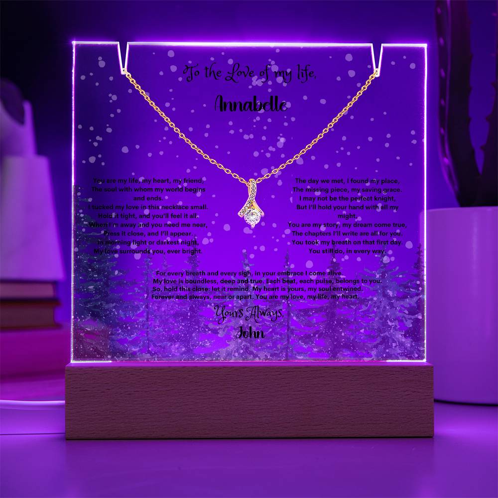 Personalized Keepsake Acrylic & Alluring Beauty Necklace Bundle – Perfect Gift for Anniversaries & Special Occasion