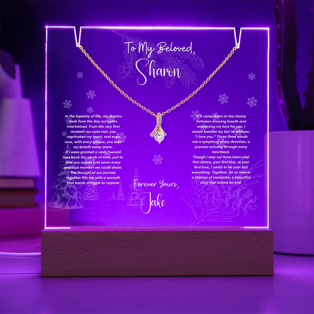 Keepsake Acrylic Bundle with Alluring Beauty Necklace. Personalized Gift for Soulmate, For WIfe,  For Girlfriend, Birthday, Christmas, Anniversary Gift