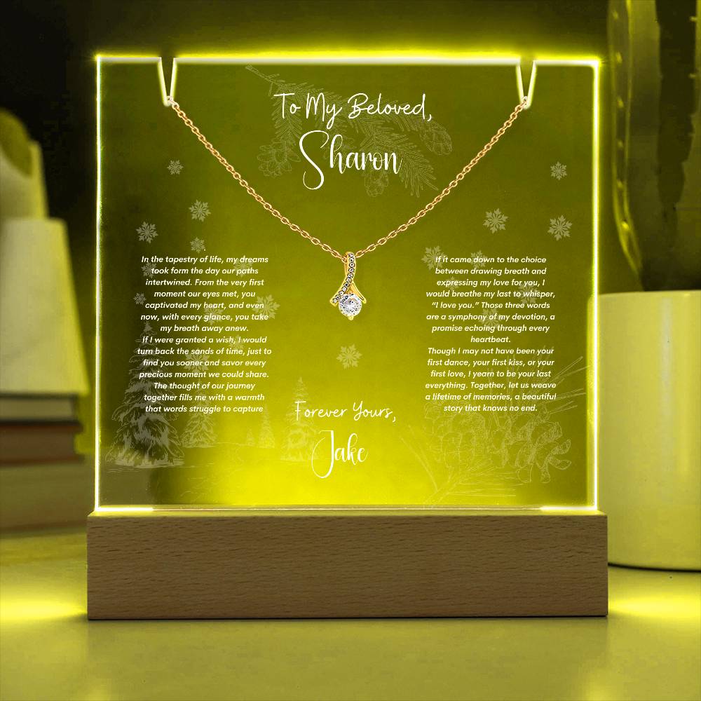 Keepsake Acrylic Bundle with Alluring Beauty Necklace. Personalized Gift for Soulmate, For WIfe,  For Girlfriend, Birthday, Christmas, Anniversary Gift