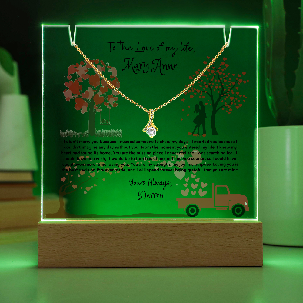 Personalized Keepsake Acrylic & Alluring Beauty Necklace Bundle – Perfect Gift for Anniversaries & Special Occasions