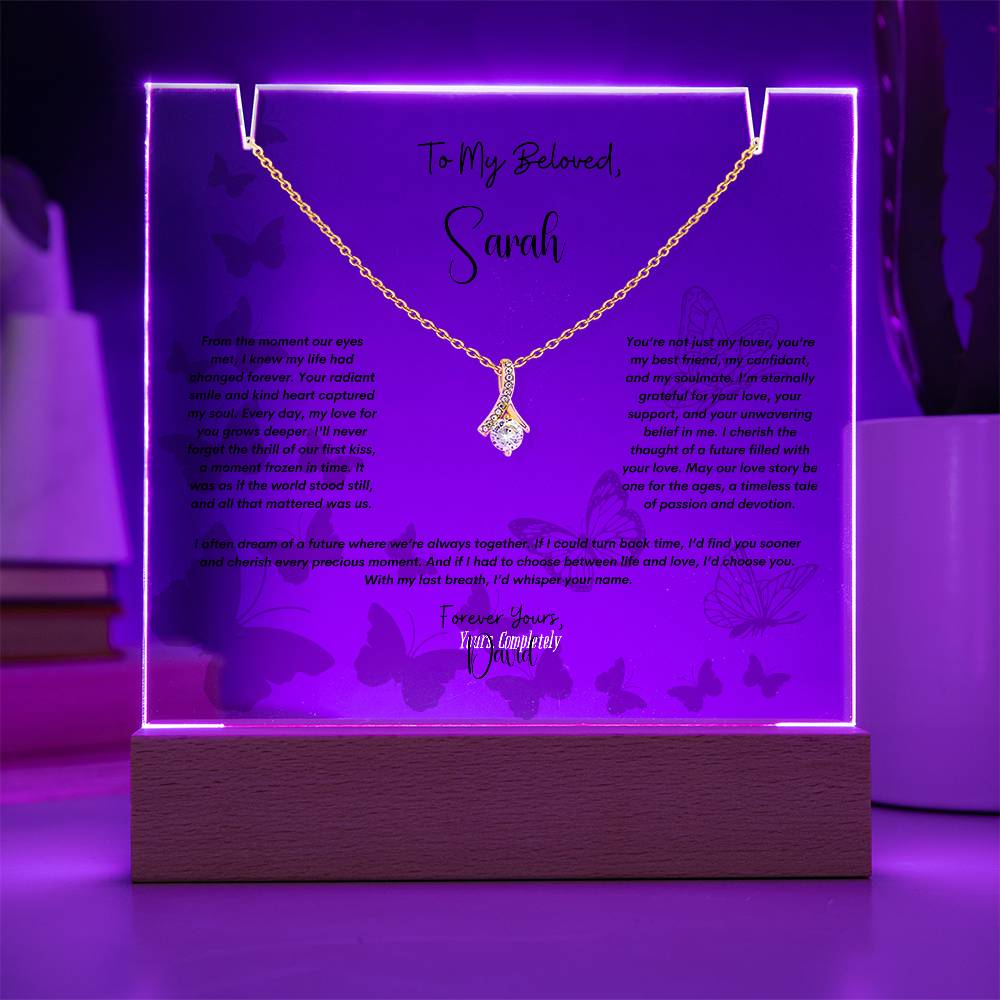 Keepsake Acrylic Bundle with Alluring Beauty Necklace, Gift To My Wife, Personalized gift for wife, For Soulmate, Christmas Gift, Birthday , Anniversary Gift