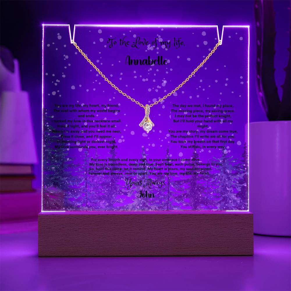 Personalized Keepsake Acrylic & Alluring Beauty Necklace Bundle – Perfect Gift for Anniversaries & Special Occasion