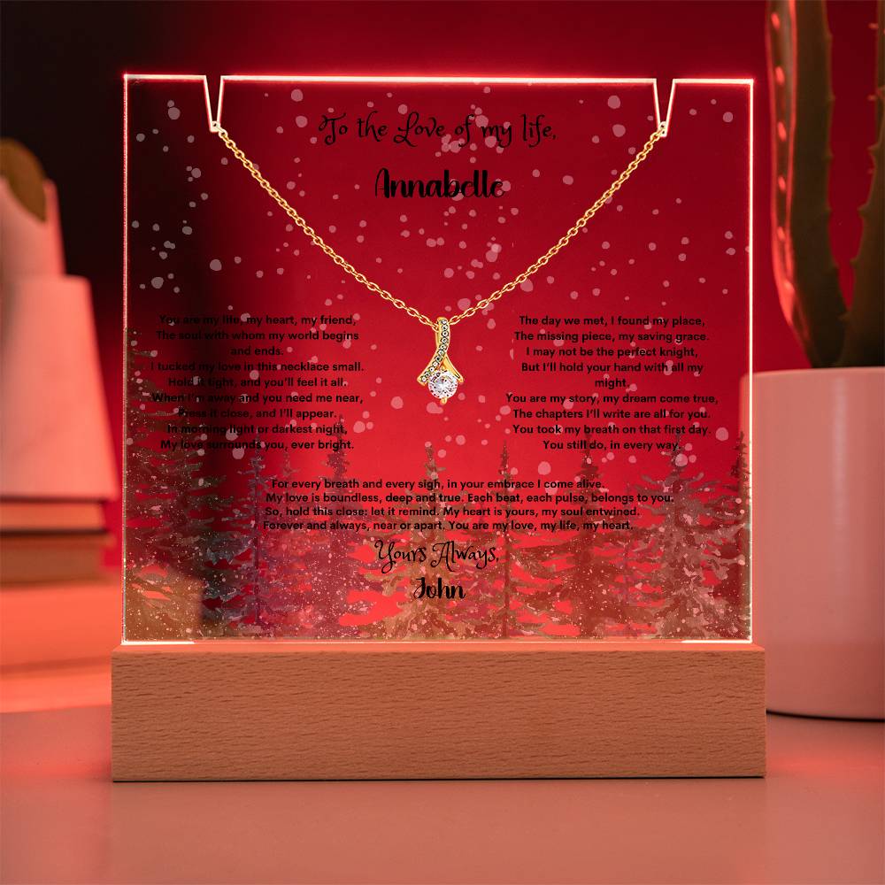 Personalized Keepsake Acrylic & Alluring Beauty Necklace Bundle – Perfect Gift for Anniversaries & Special Occasion