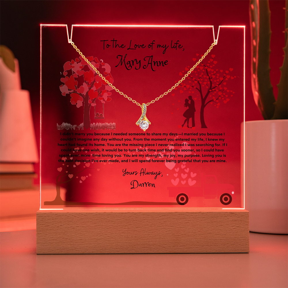 Personalized Keepsake Acrylic & Alluring Beauty Necklace Bundle – Perfect Gift for Anniversaries & Special Occasions