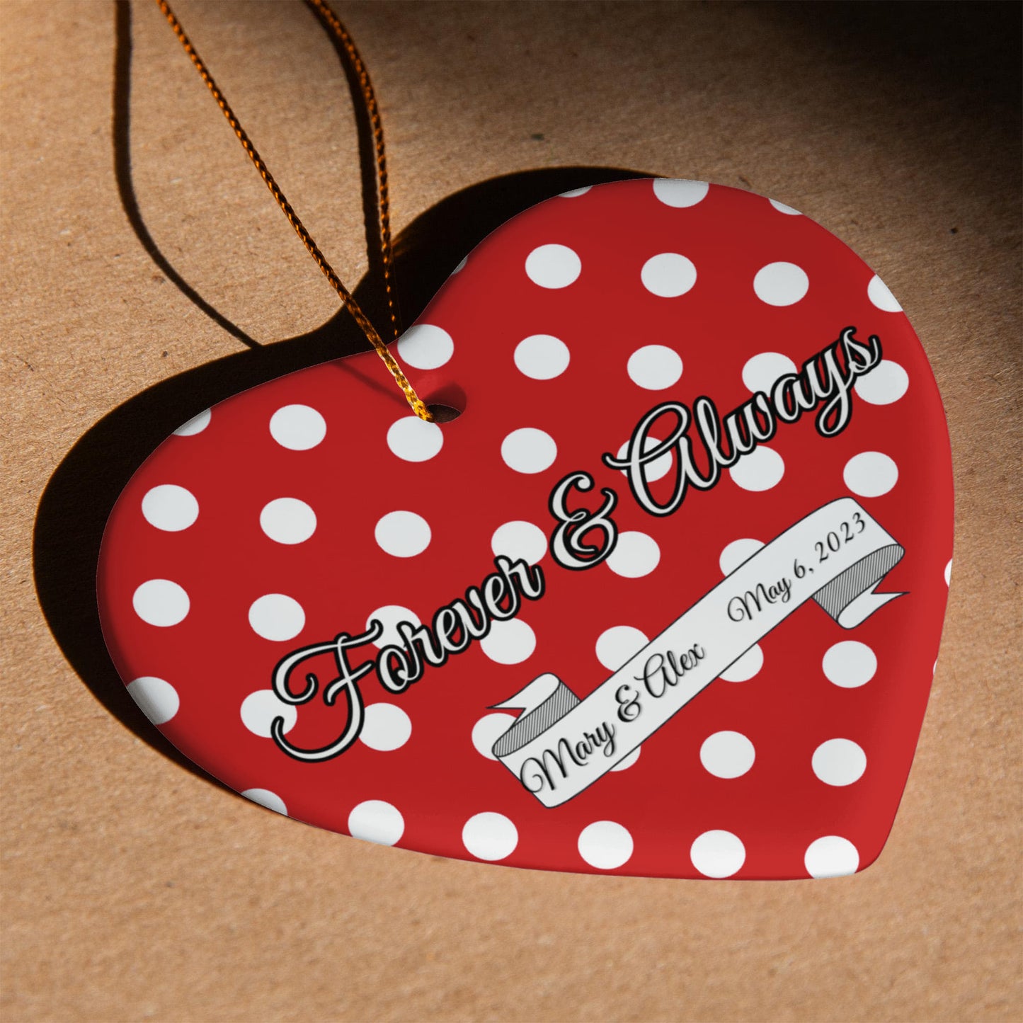 Forever & Always - Personalized Ceramic Heart Ornament