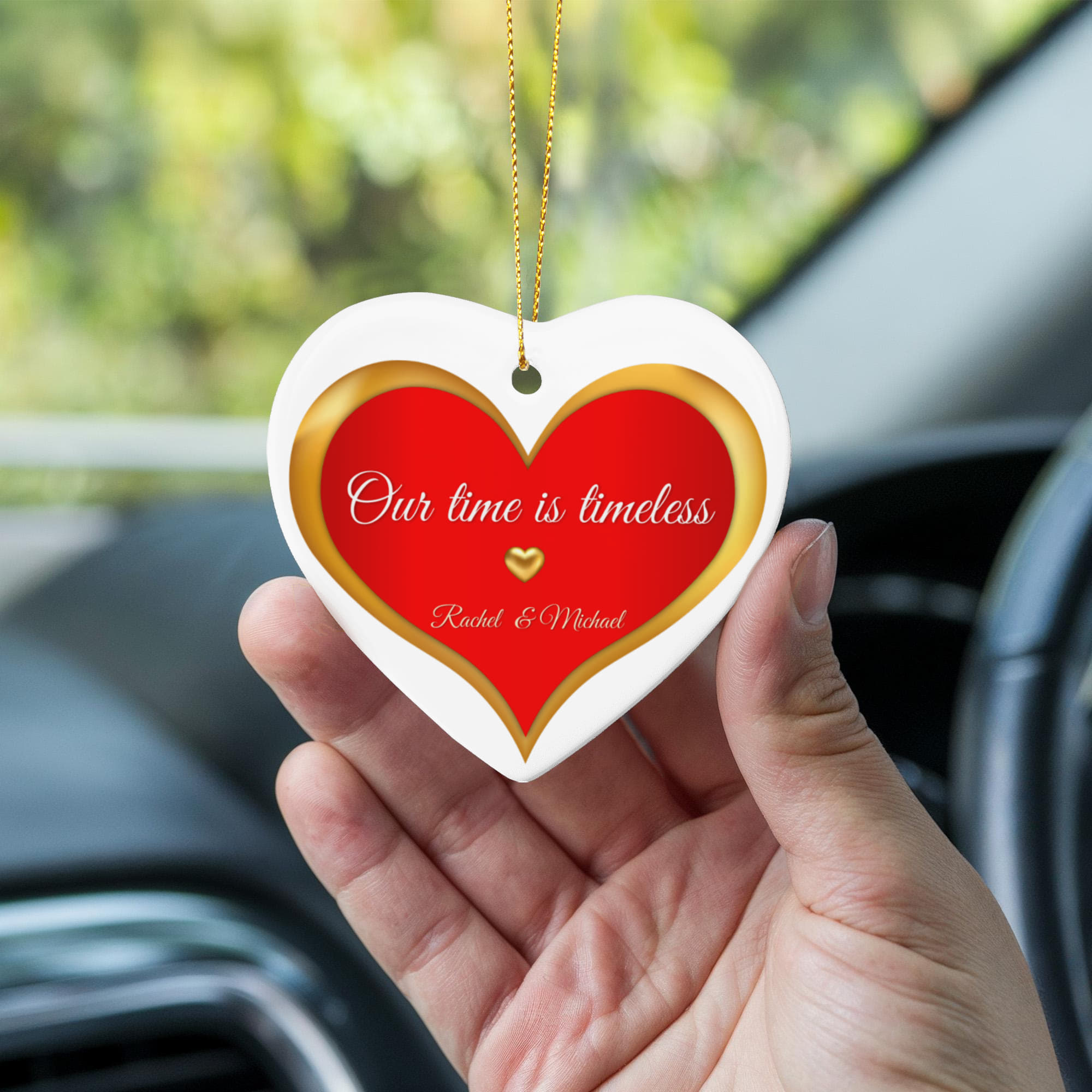 Timeless Love Ornament – Red and Gold Heart Valentine’s Day Gift